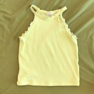 Yellow frilly sleeves tank top